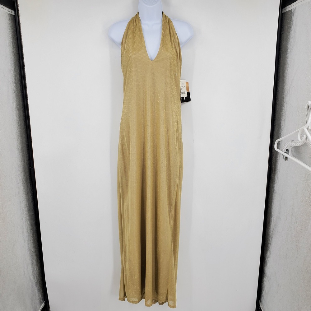 NWT Jessica McClintock Gunne‎ Sax Gold Metallic Maxi Dress Size 13 Prom Y2k Gala